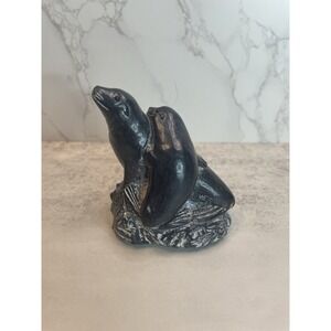 Vtg Native American Eskimo Inuit Original Canadian The Wolf Sculpture of Seals